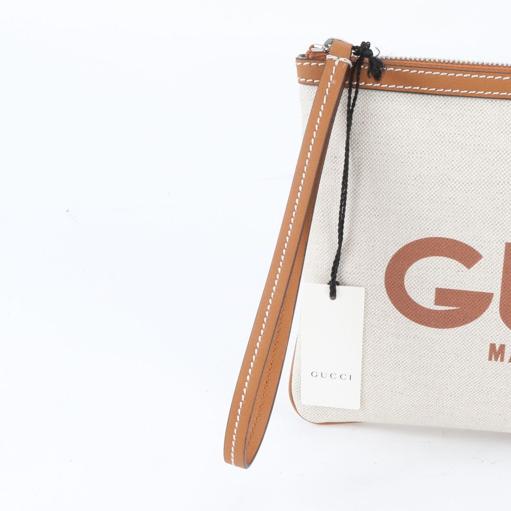 Gucci Logo Print Leather Clutch Pouch Business — view 2