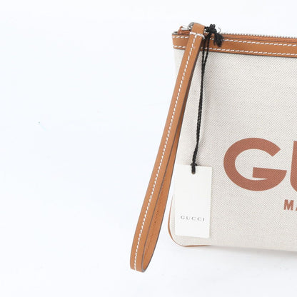 Gucci Logo Print Leather Clutch Pouch Business — view 2