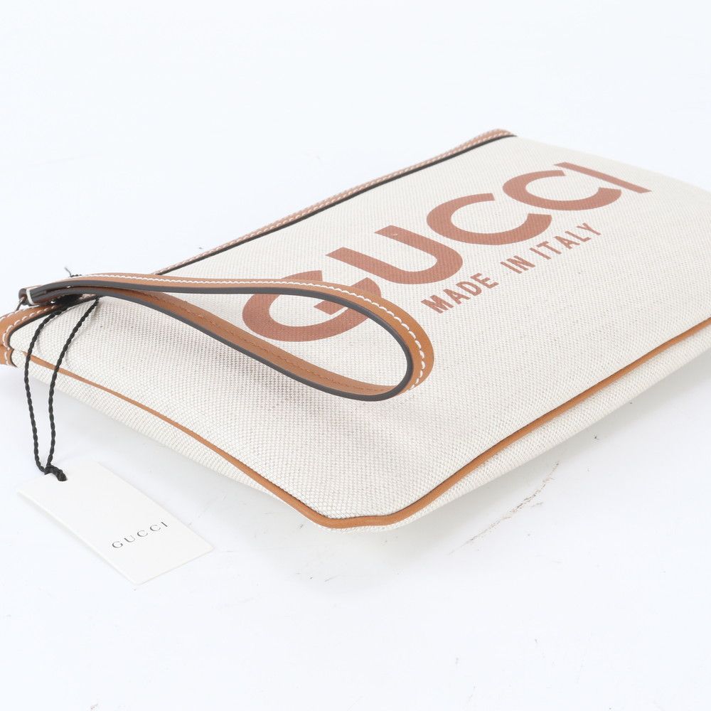 Gucci Logo Print Leather Clutch Pouch Business — view 4
