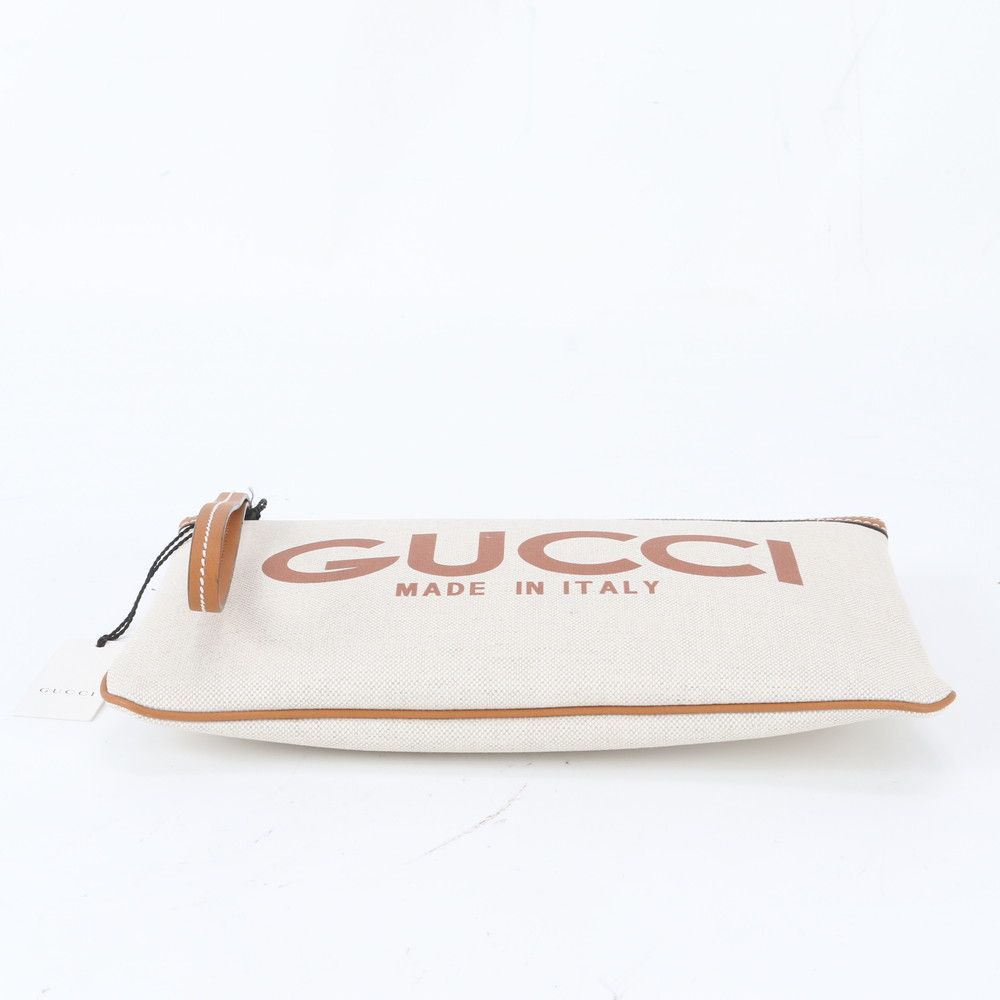 Gucci Logo Print Leather Clutch Pouch Business — view 5