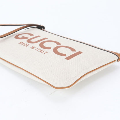 Gucci Logo Print Leather Clutch Pouch Business — view 6