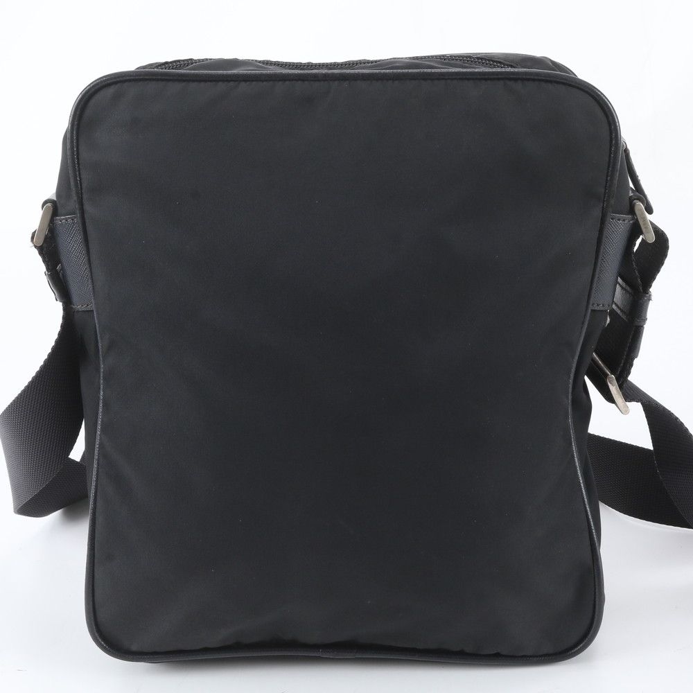 Prada Tessuto Nylon Saffiano Leather Shoulder Bag Crossbody Messenger Black — view 3