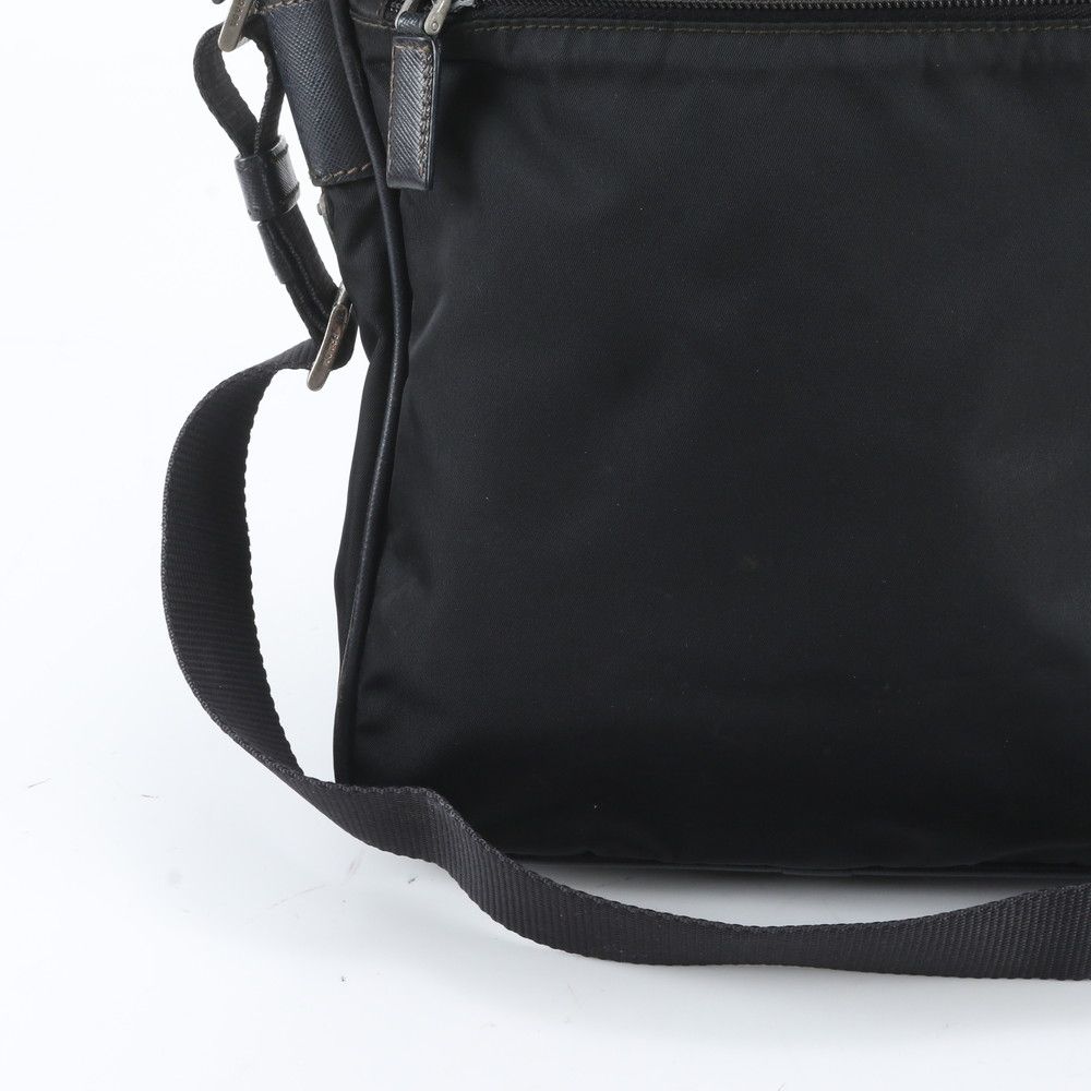 Prada Tessuto Nylon Saffiano Leather Shoulder Bag Crossbody Messenger Black — view 2