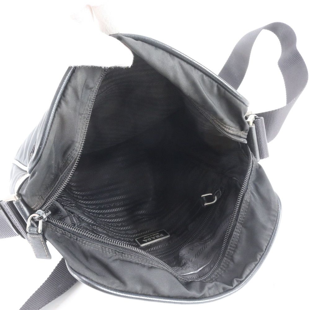 Prada Tessuto Nylon Saffiano Leather Shoulder Bag Crossbody Messenger Black — view 7