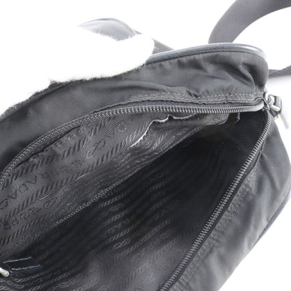 Prada Tessuto Nylon Saffiano Leather Shoulder Bag Crossbody Messenger Black — view 8