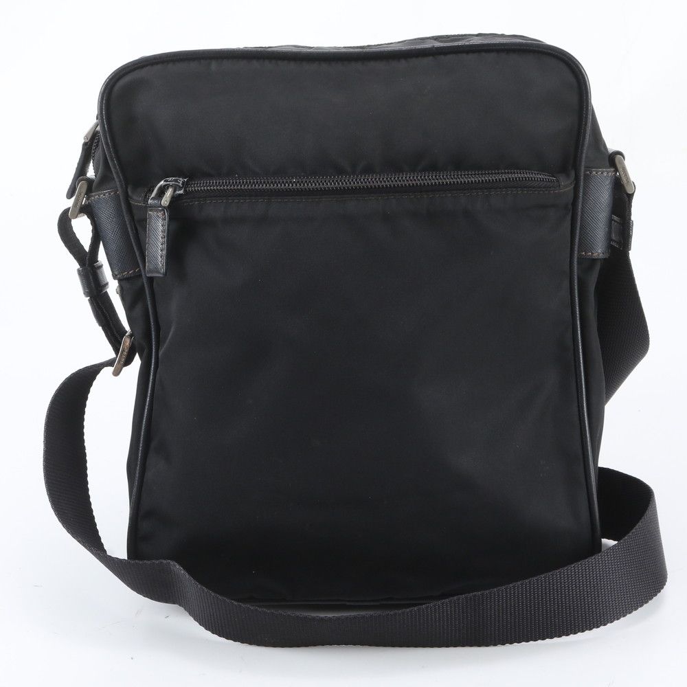 Prada Tessuto Nylon Saffiano Leather Shoulder Bag Crossbody Messenger Black