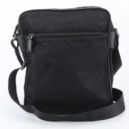 Prada Tessuto Nylon Saffiano Leather Shoulder Bag Crossbody Messenger Black