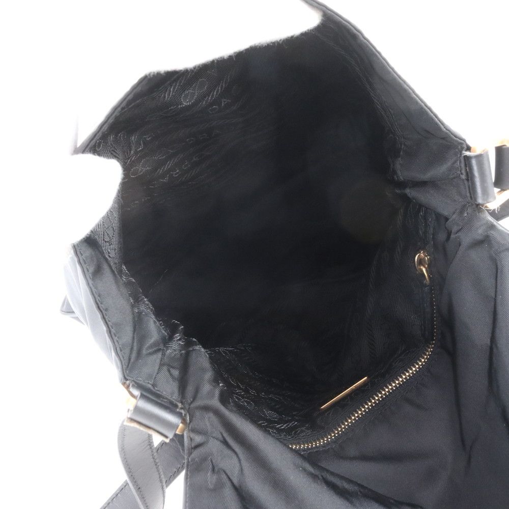 Prada Tessuto Nylon Leather Shoulder Bag Crossbody Black — view 7