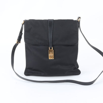 Prada Tessuto Nylon Leather Shoulder Bag Crossbody Black