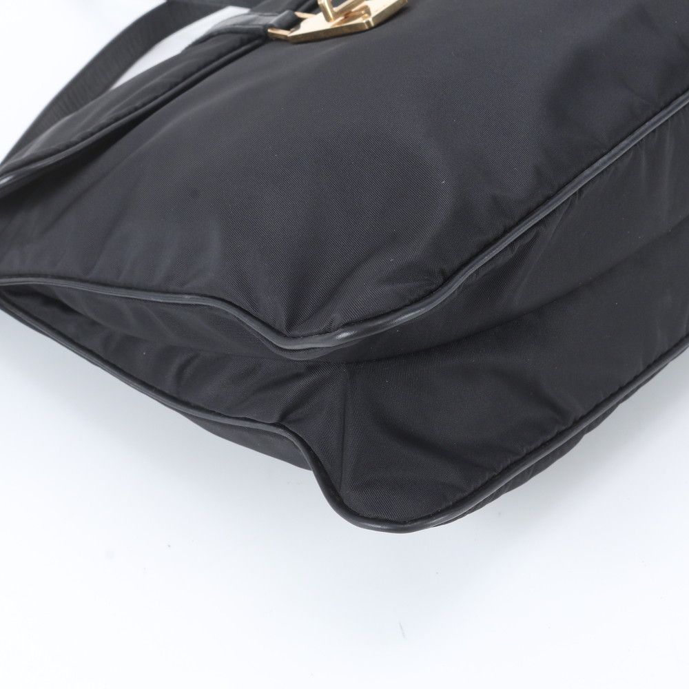 Prada Tessuto Nylon Leather Shoulder Bag Crossbody Black — view 4