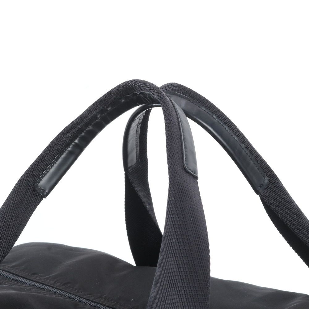 Prada Tessuto Nylon Triangle Logo Leather Boston Bag Tote Black — view 2