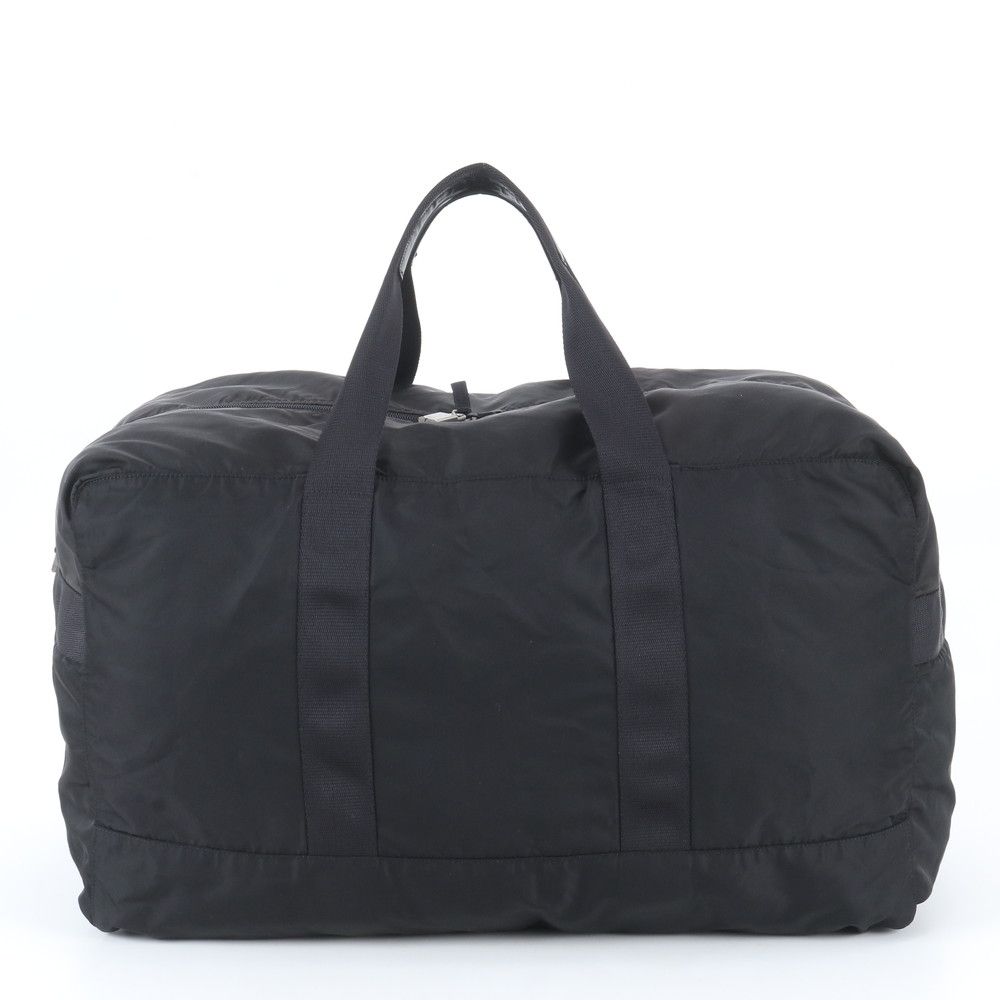 Prada Tessuto Nylon Triangle Logo Leather Boston Bag Tote Black — view 3