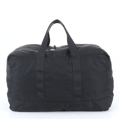 Prada Tessuto Nylon Triangle Logo Leather Boston Bag Tote Black — view 3