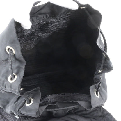 Prada Tessuto Nylon Triangle Logo Leather Backpack Black — view 7