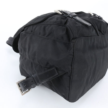 Prada Tessuto Nylon Triangle Logo Leather Backpack Black — view 6