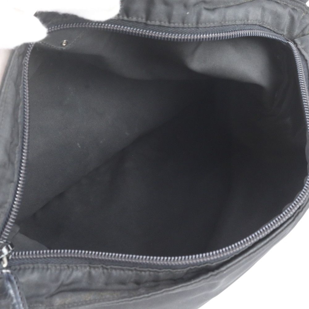 Prada Tessuto Nylon Triangle Logo Leather Shoulder Bag Messenger Black — view 7