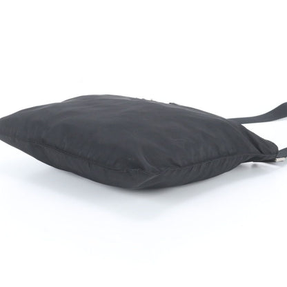 Prada Tessuto Nylon Triangle Logo Leather Shoulder Bag Messenger Black — view 4