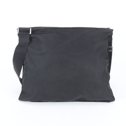 Prada Tessuto Nylon Triangle Logo Leather Shoulder Bag Messenger Black — view 3