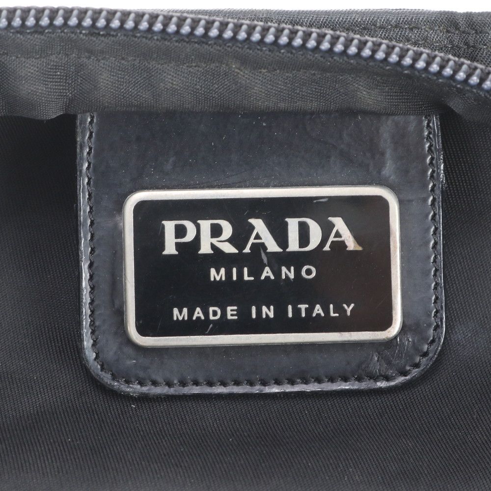 Prada Tessuto Nylon Triangle Logo Leather Shoulder Bag Messenger Black — view 8