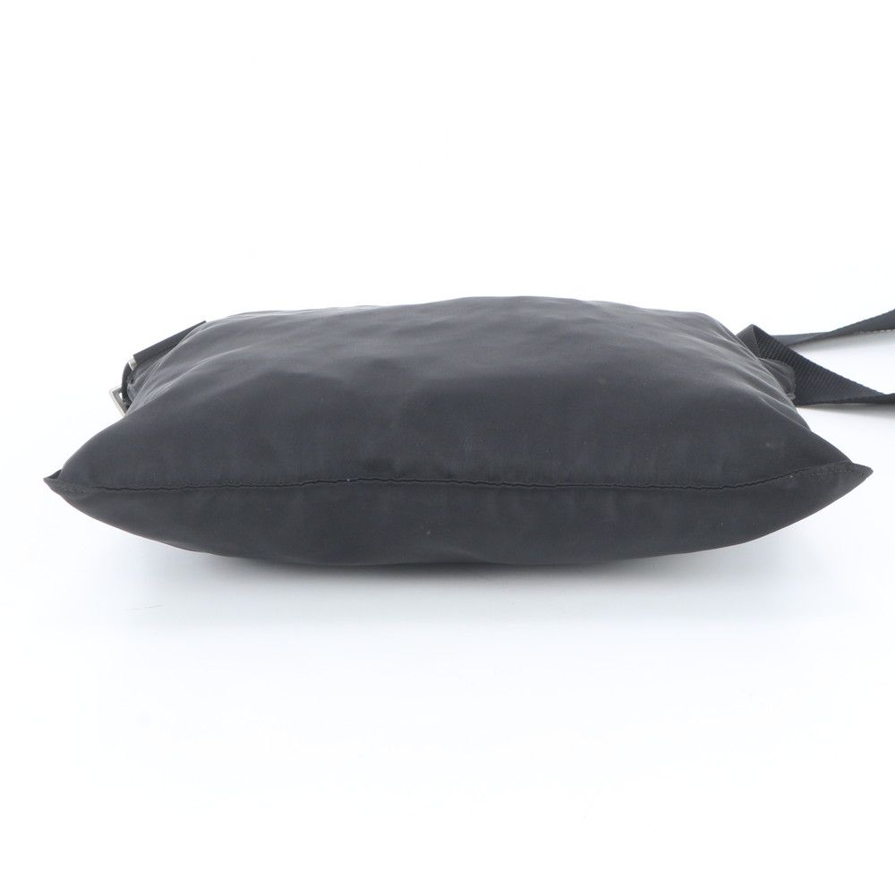 Prada Tessuto Nylon Triangle Logo Leather Shoulder Bag Messenger Black — view 6
