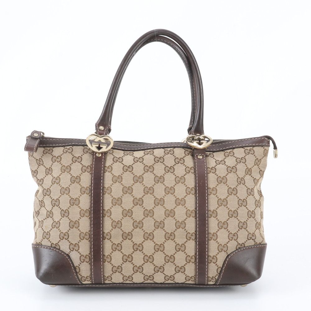 Gucci GG Canvas Lovely Heart Tote Shoulder Hand Leather — view 3