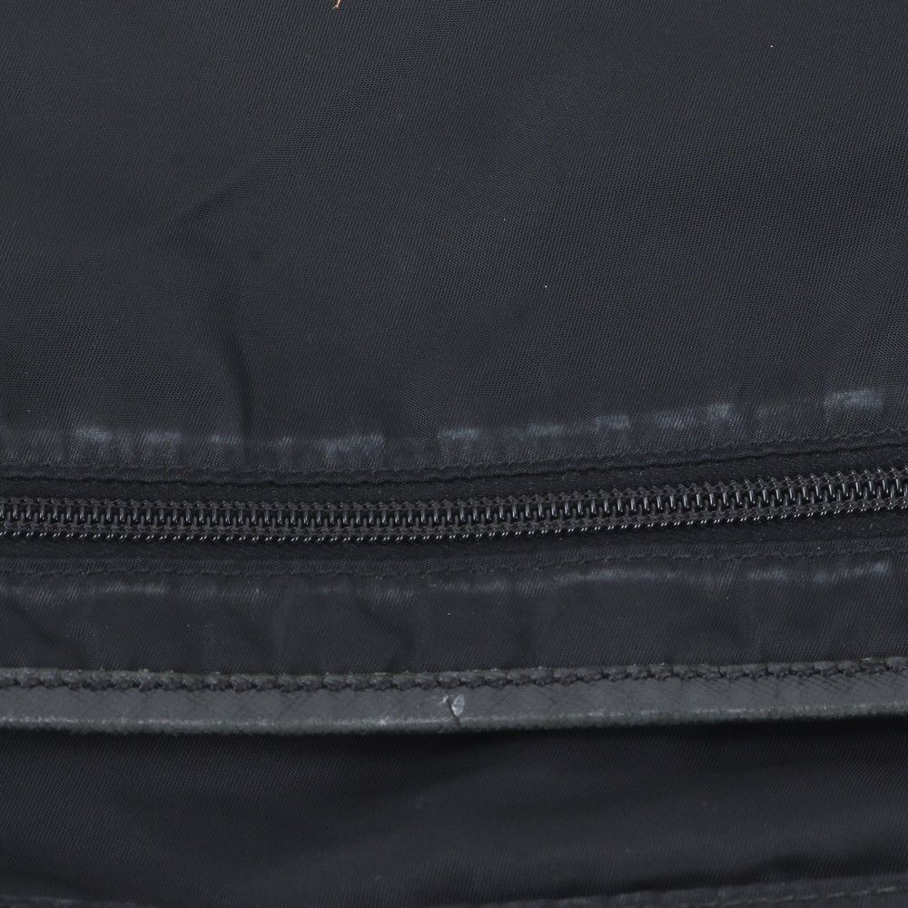 Prada Tessuto Nylon Triangle Logo Leather Shoulder Bag Crossbody Messenger Black — view 8