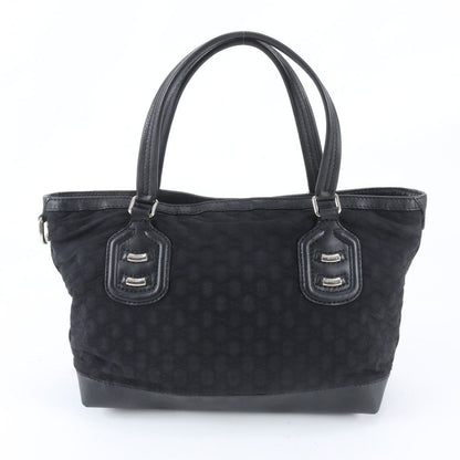 Gucci GG Nylon Leather Tote Shoulder Hand Black