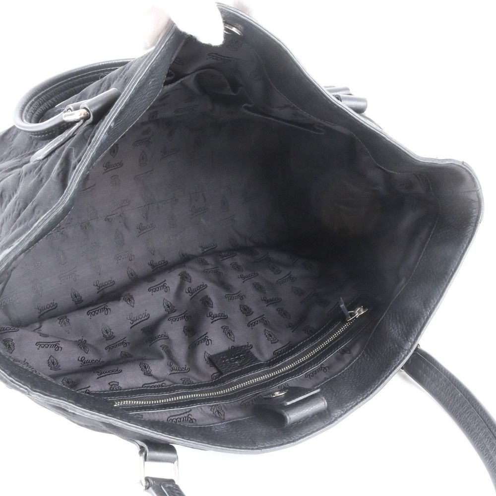 Gucci GG Nylon Leather Tote Shoulder Hand Black — view 4