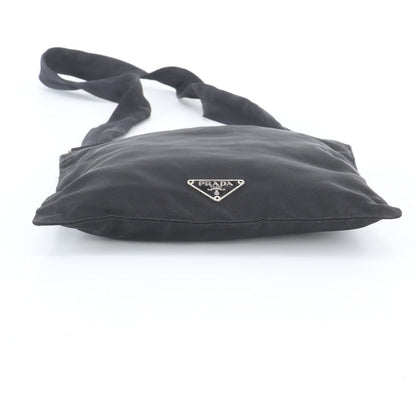 Prada White Tag Tessuto Nylon Triangle Logo Leather Shoulder Bag — view 6