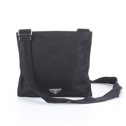 Prada White Tag Tessuto Nylon Triangle Logo Leather Shoulder Bag