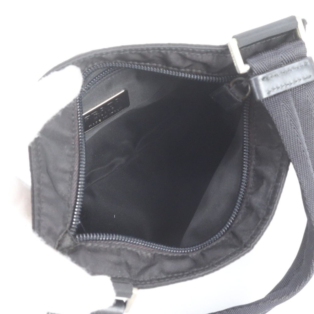 Prada White Tag Tessuto Nylon Triangle Logo Leather Shoulder Bag — view 7