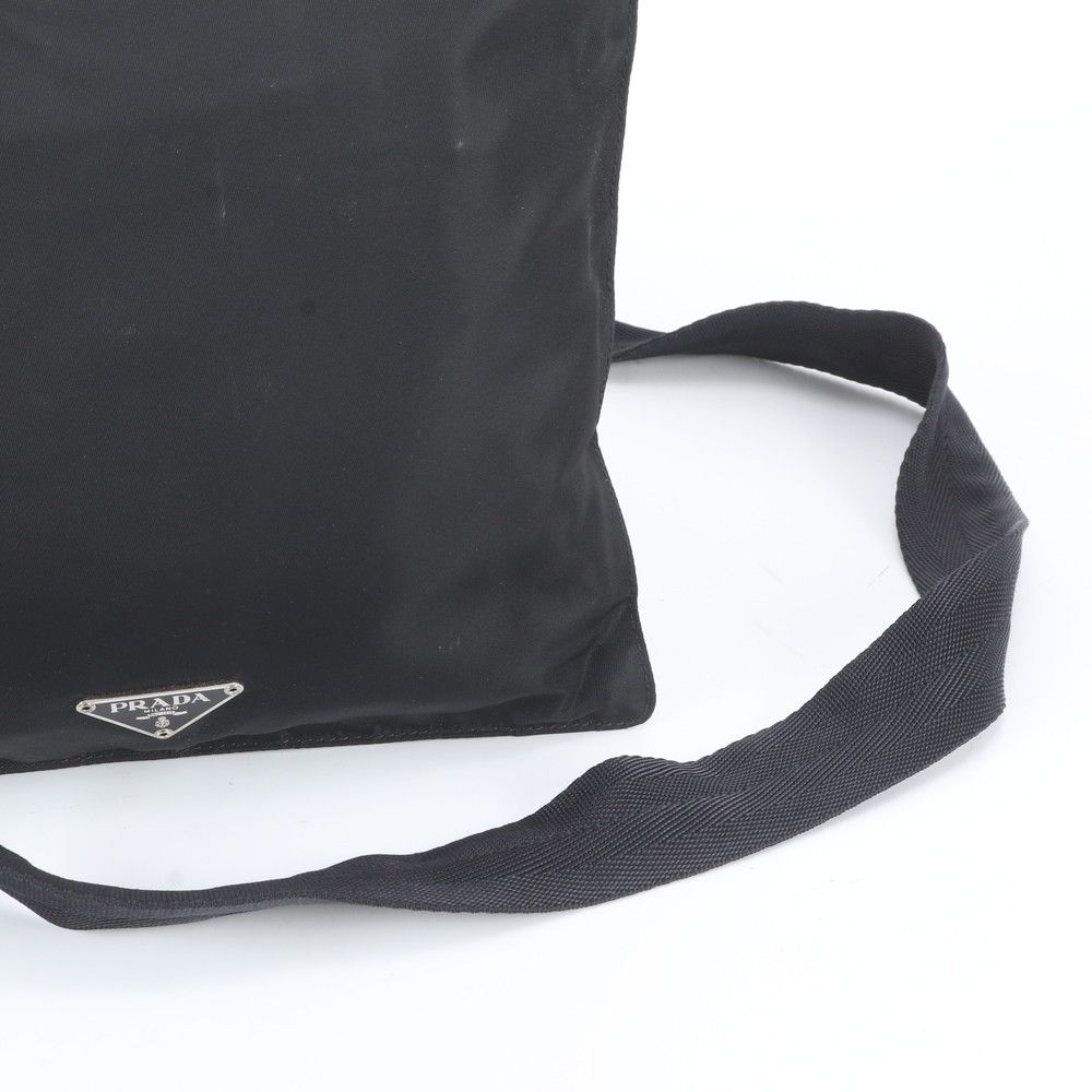 Prada White Tag Tessuto Nylon Triangle Logo Leather Shoulder Bag — view 2