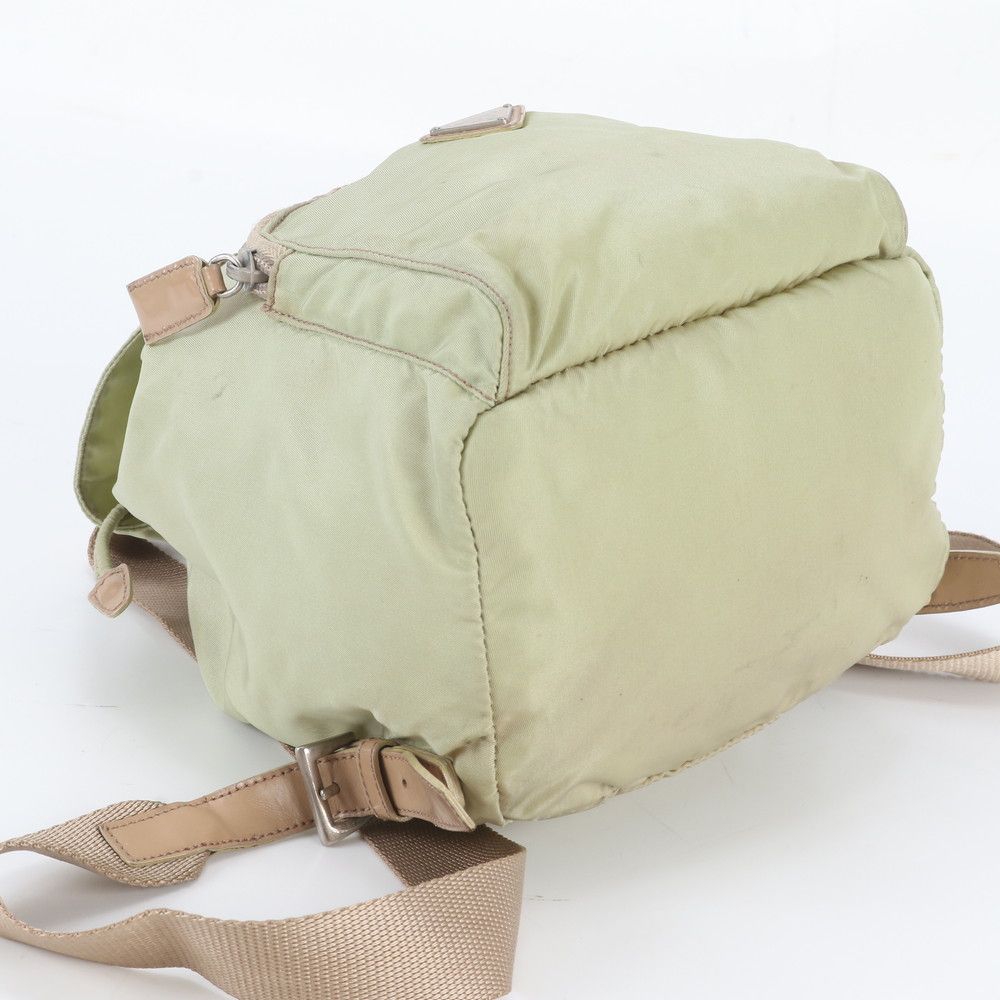 Prada White Tag Tessuto Nylon Triangle Logo Leather Backpack Shoulder Bag — view 4