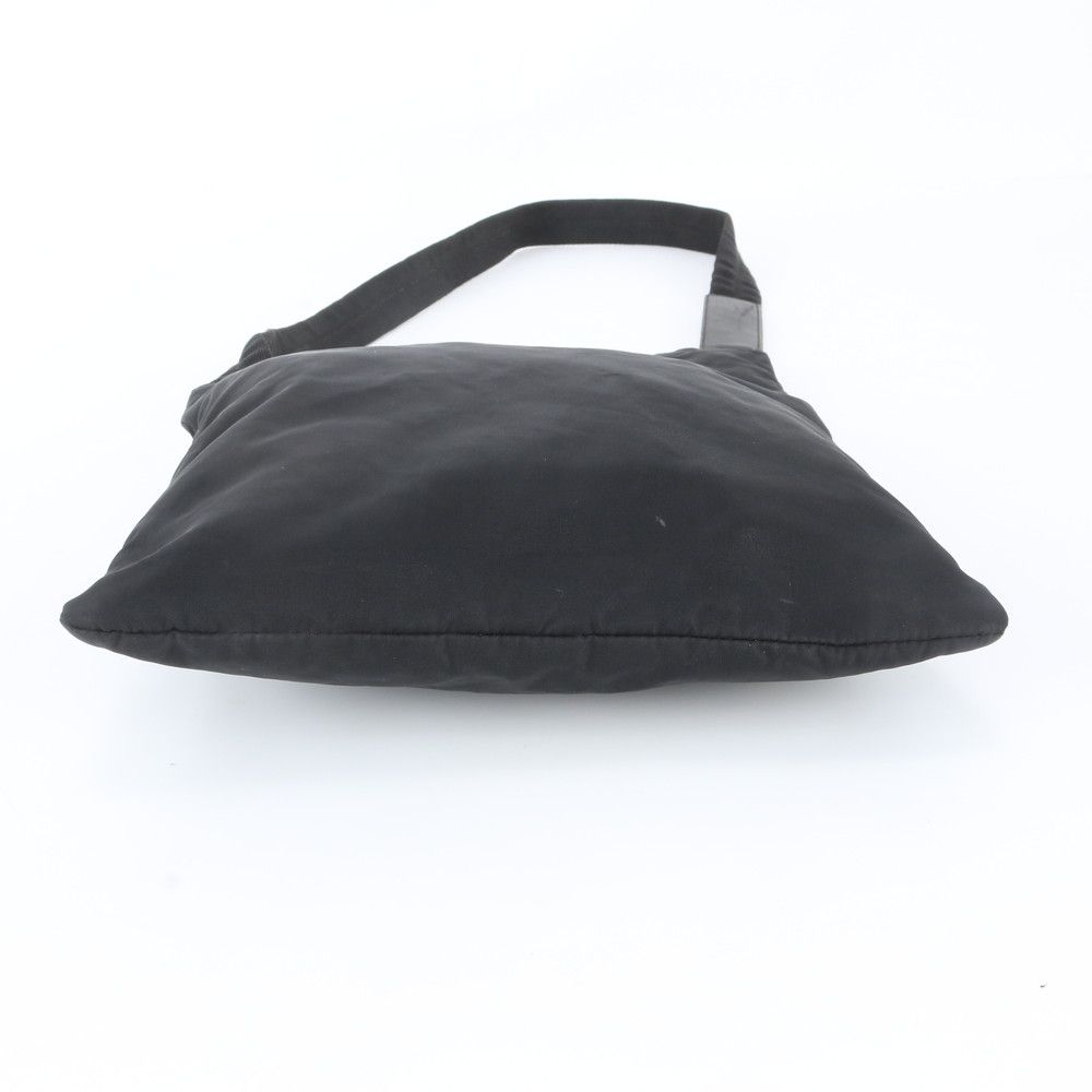 Prada Tessuto Nylon Triangle Logo Leather Shoulder Bag Crossbody Messenger Black — view 5
