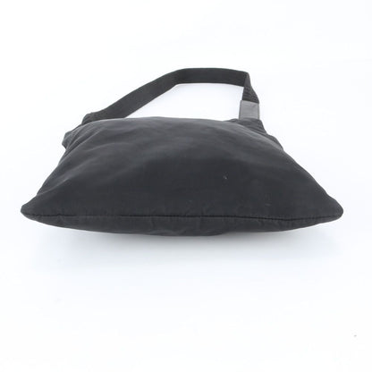 Prada Tessuto Nylon Triangle Logo Leather Shoulder Bag Crossbody Messenger Black — view 5