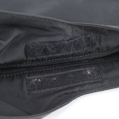 Prada Tessuto Nylon Triangle Logo Leather Shoulder Bag Crossbody Messenger Black — view 8