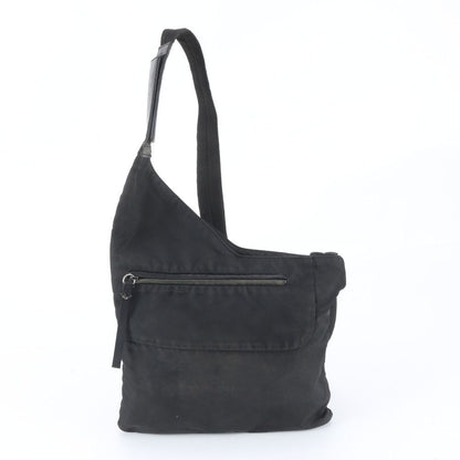 Prada Tessuto Nylon Triangle Logo Leather Shoulder Bag Crossbody Messenger Black — view 3