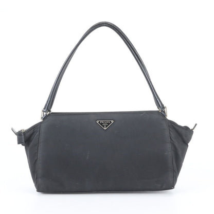 Prada White Tag Tessuto Nylon Triangle Logo Leather Tote