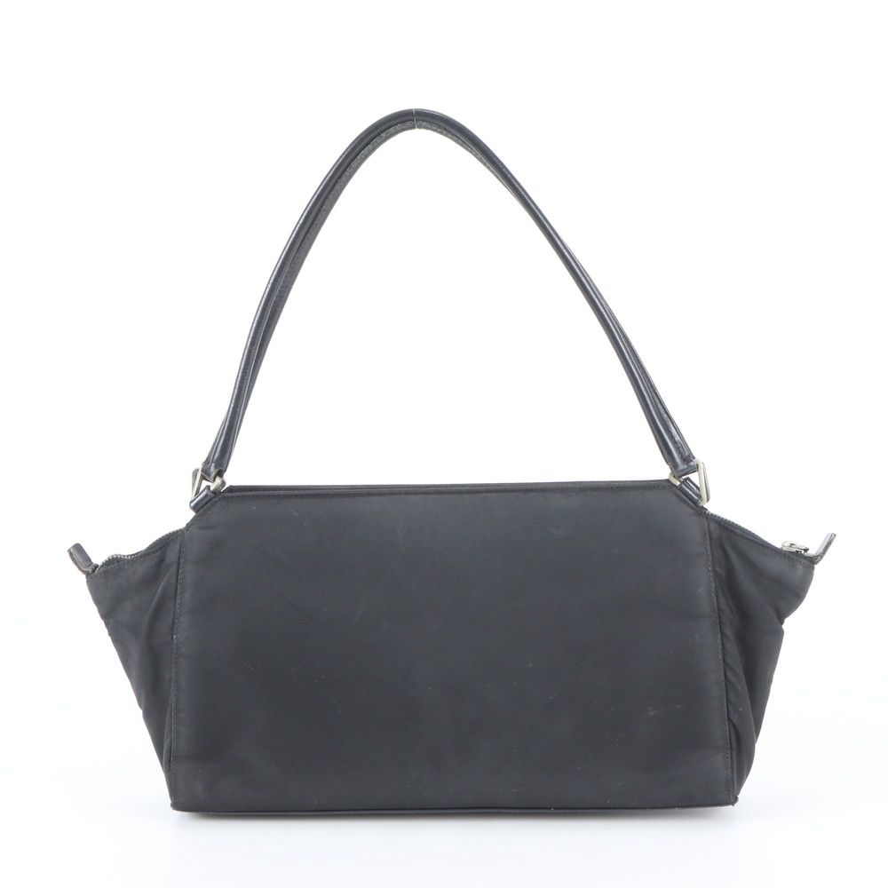 Prada White Tag Tessuto Nylon Triangle Logo Leather Tote — view 3