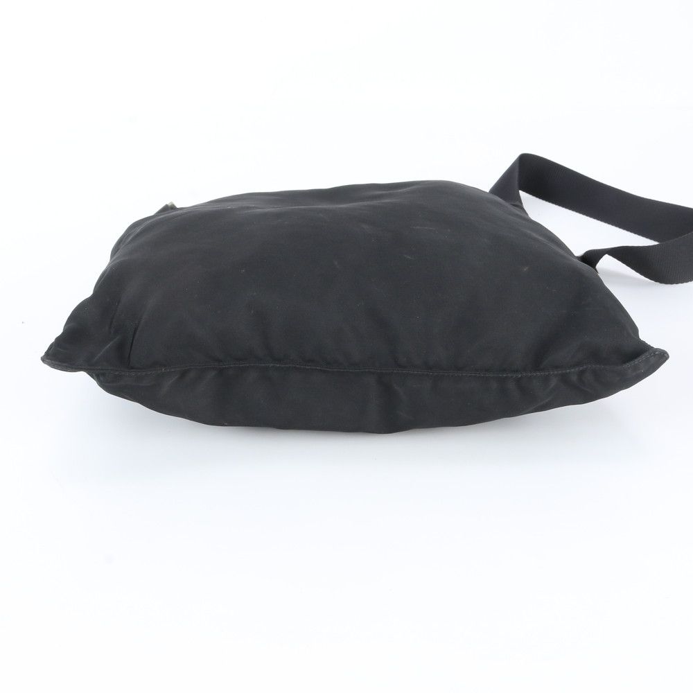 Prada Tessuto Nylon Triangle Logo Leather Shoulder Bag Crossbody Messenger Black — view 5