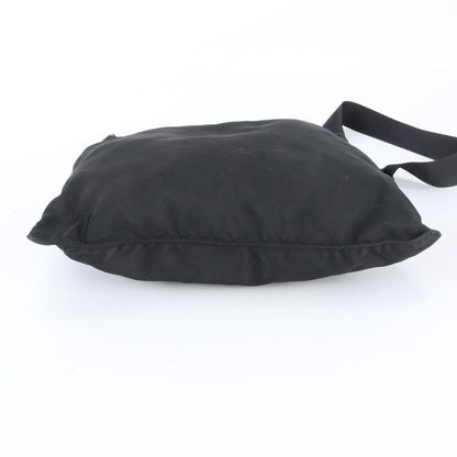 Prada Tessuto Nylon Triangle Logo Leather Shoulder Bag Crossbody Messenger Black — view 5