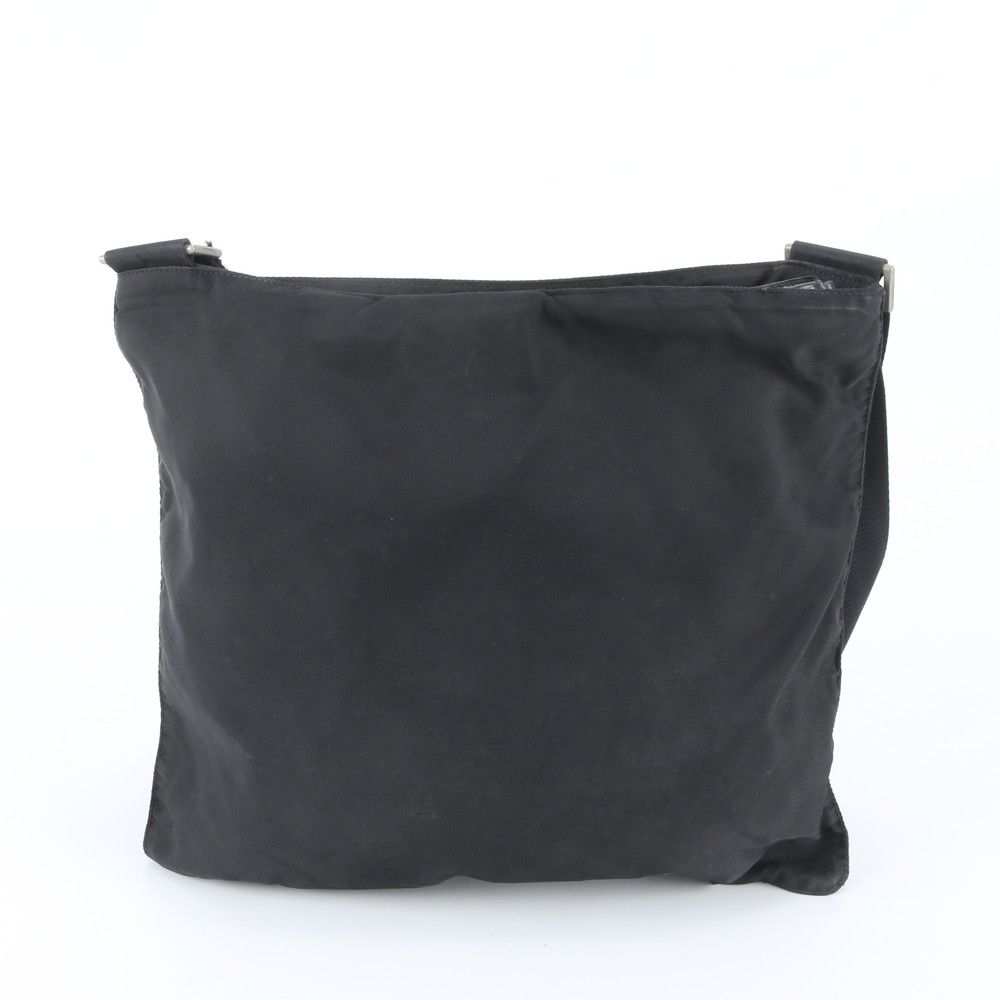 Prada Tessuto Nylon Triangle Logo Leather Shoulder Bag Crossbody Messenger Black — view 3