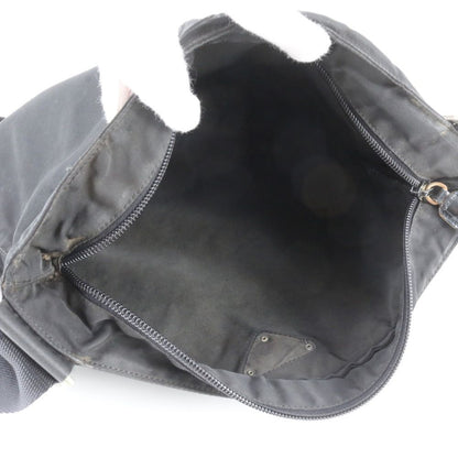Prada Tessuto Nylon Triangle Logo Leather Shoulder Bag Crossbody Messenger Black — view 7