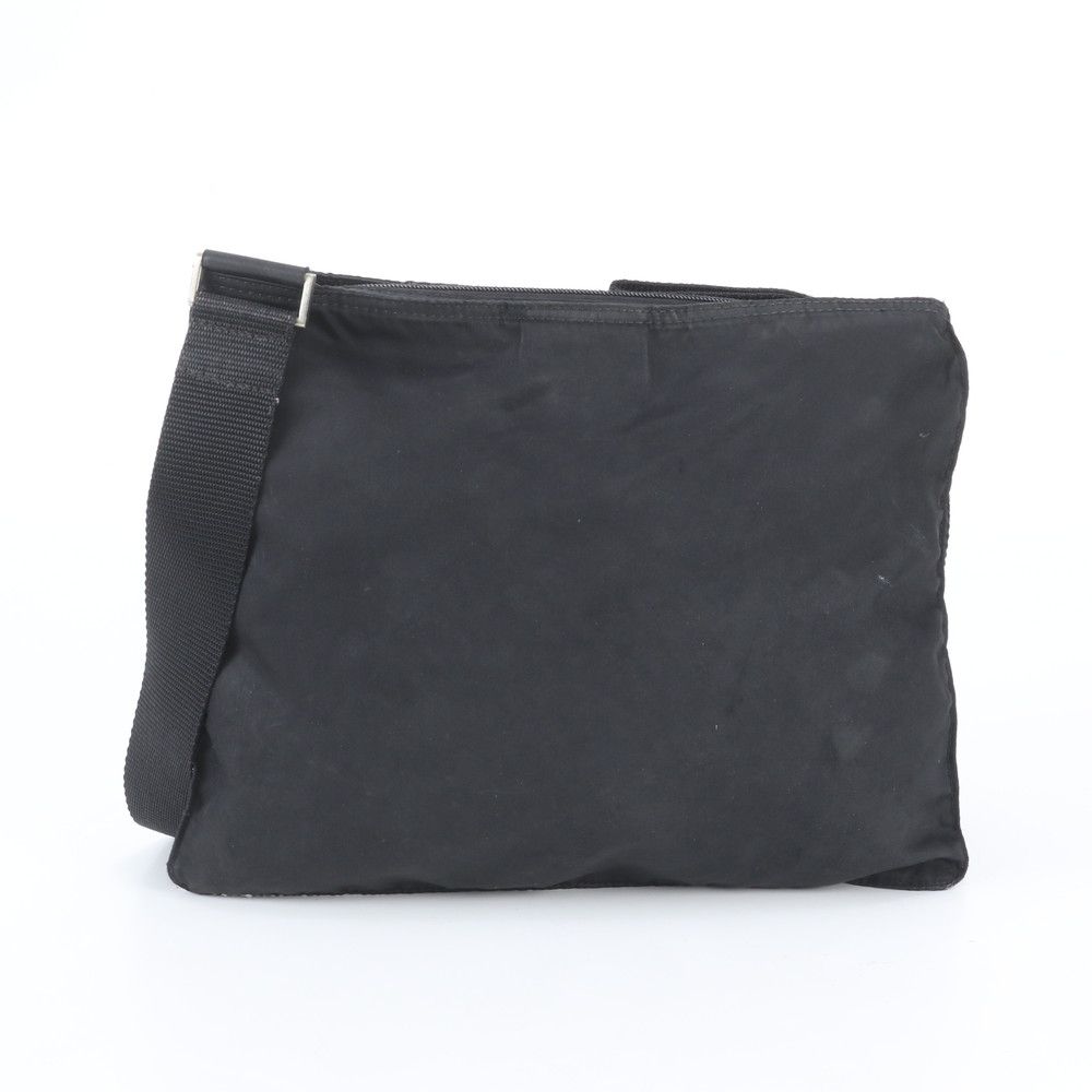 Prada White Tag Tessuto Nylon Triangle Logo Leather Shoulder Bag — view 3