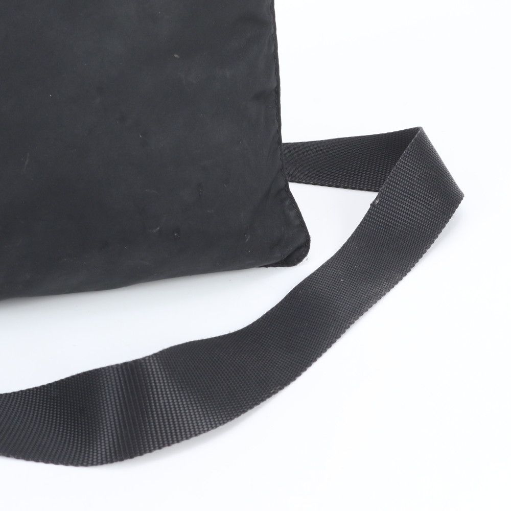 Prada White Tag Tessuto Nylon Triangle Logo Leather Shoulder Bag — view 2