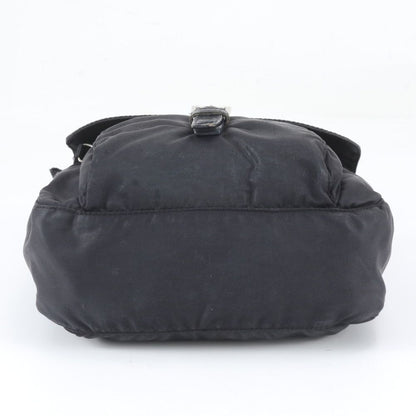 Prada Tessuto Nylon Triangle Logo Leather Shoulder Bag Crossbody Messenger Black — view 6
