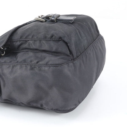 Prada Tessuto Nylon Triangle Logo Leather Shoulder Bag Crossbody Messenger Black — view 4