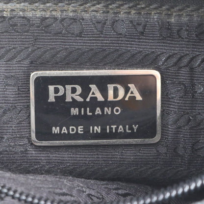 Prada Tessuto Nylon Triangle Logo Leather Shoulder Bag Crossbody Messenger Black — view 8