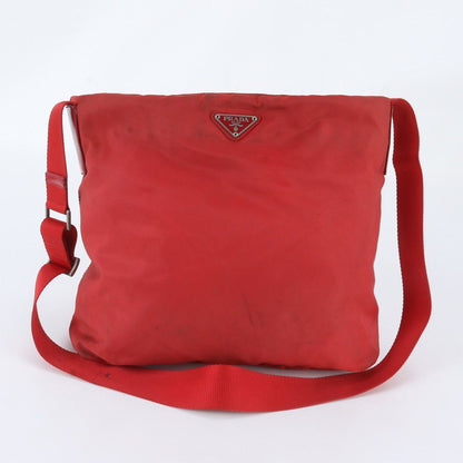 Prada Tessuto Nylon Triangle Logo Leather Shoulder Bag Crossbody Messenger