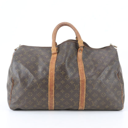 Louis Vuitton Monogram Keepall 50 Leather Boston Bag Tote Travel